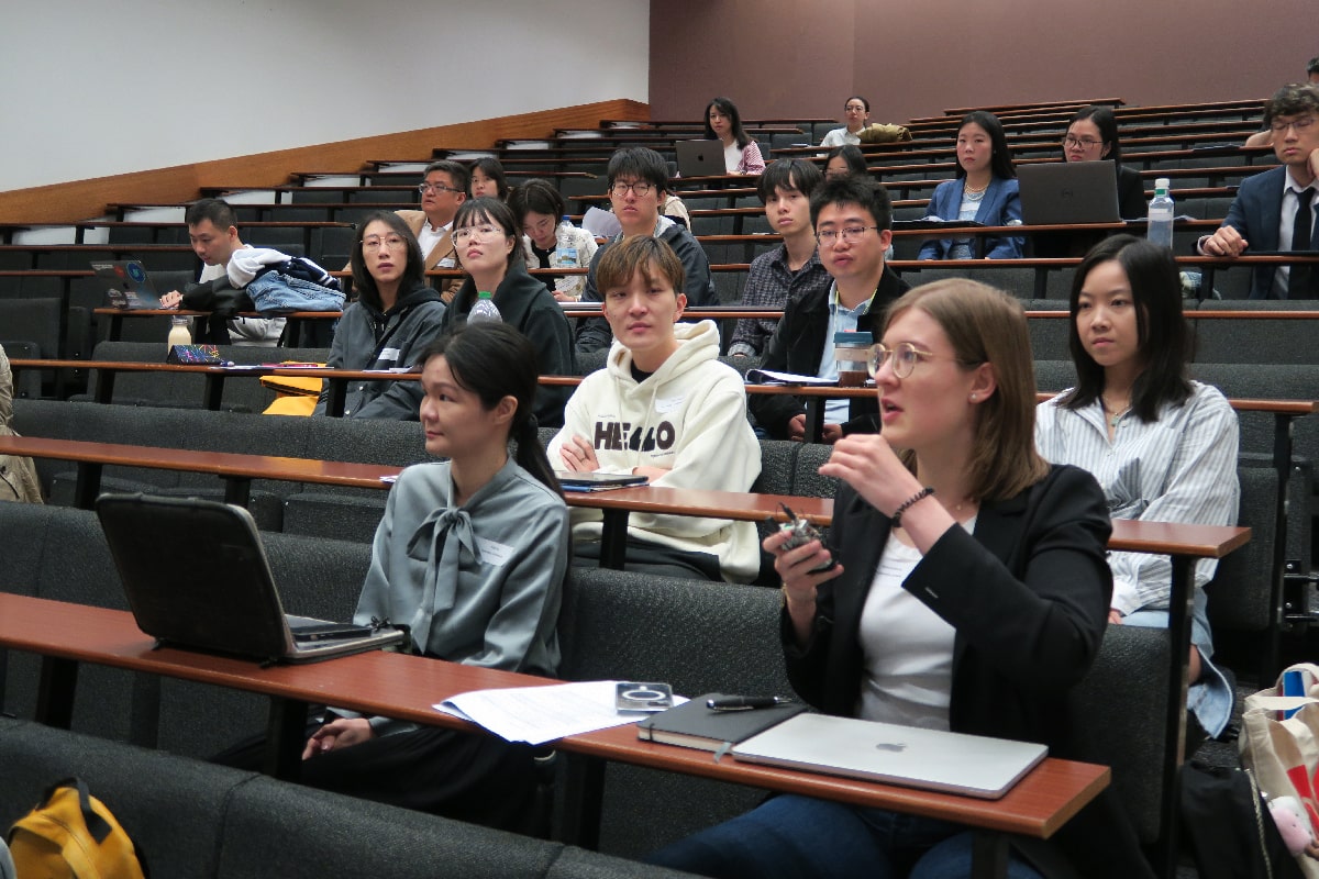 Attendees sitting in a lecture theatre at the 2024 Edinburgh World-Class Workshop in FinTech and Sustainable Finance