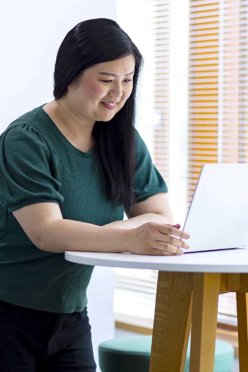Learner working on laptop