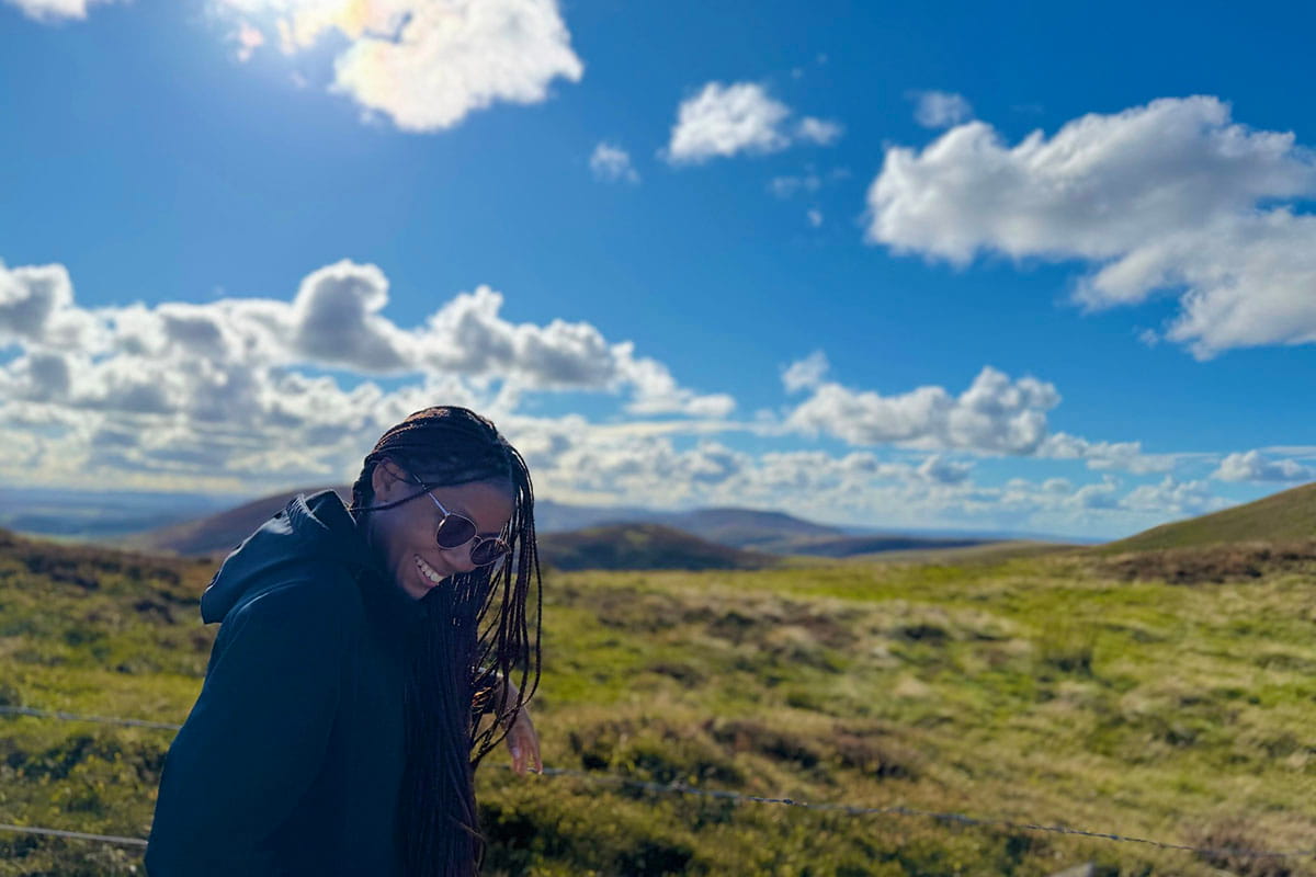 MSc student Keaobaka in the Pentland Hills situated near to Edinburgh