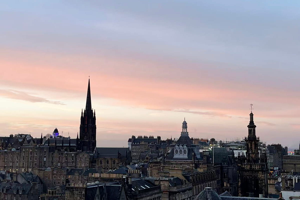Edinburgh skyline at sunset
