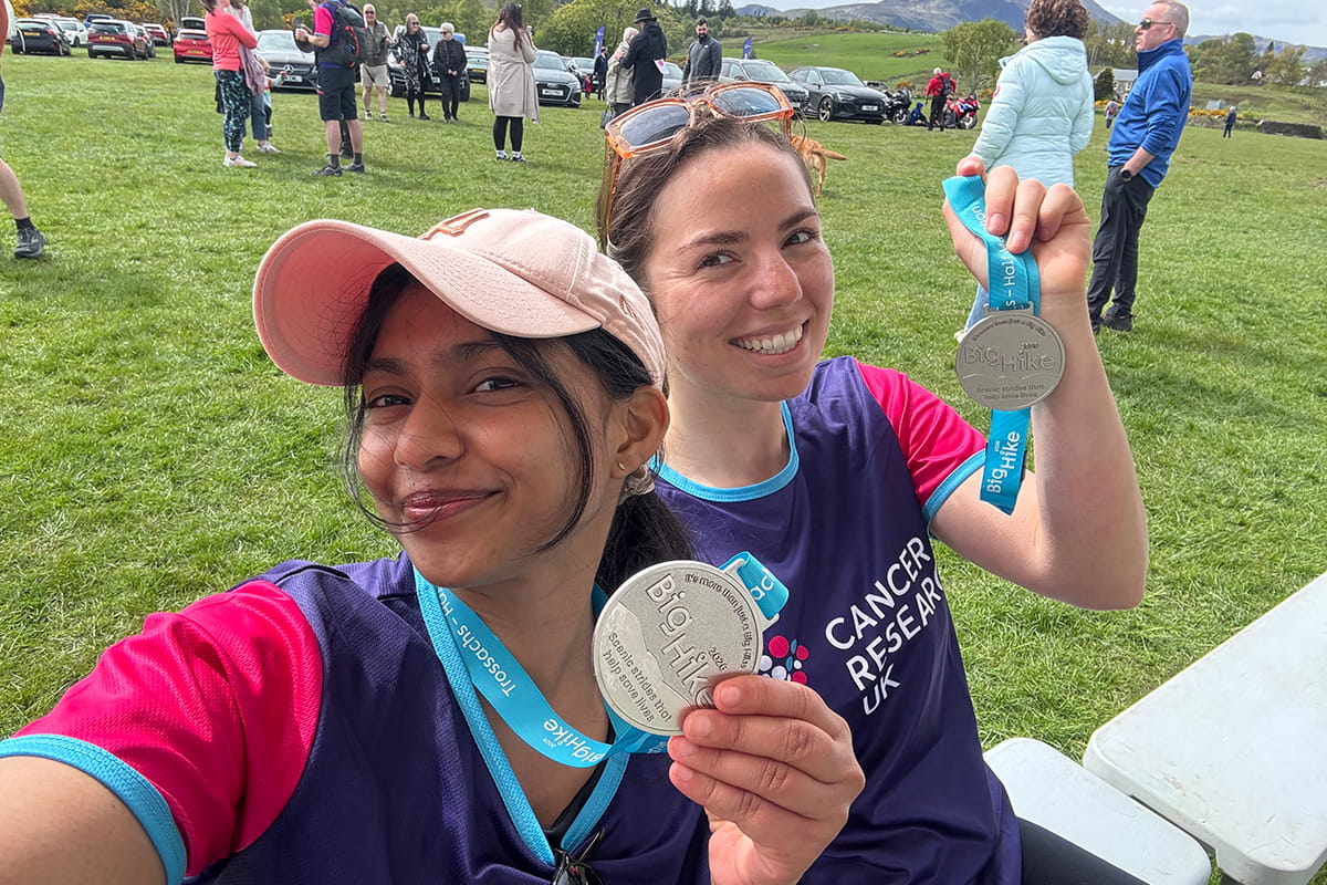 Two students with their Big Hike Experience medals
