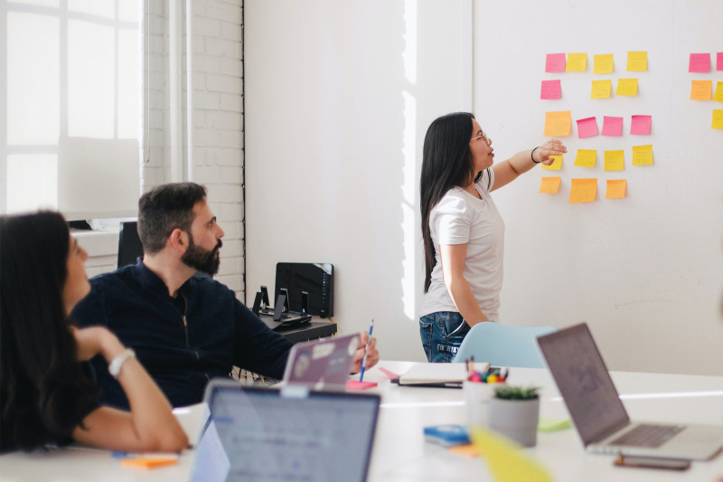 A group of students presenting
