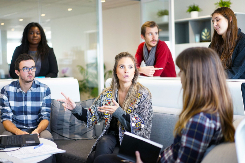 Group of students having a discussion