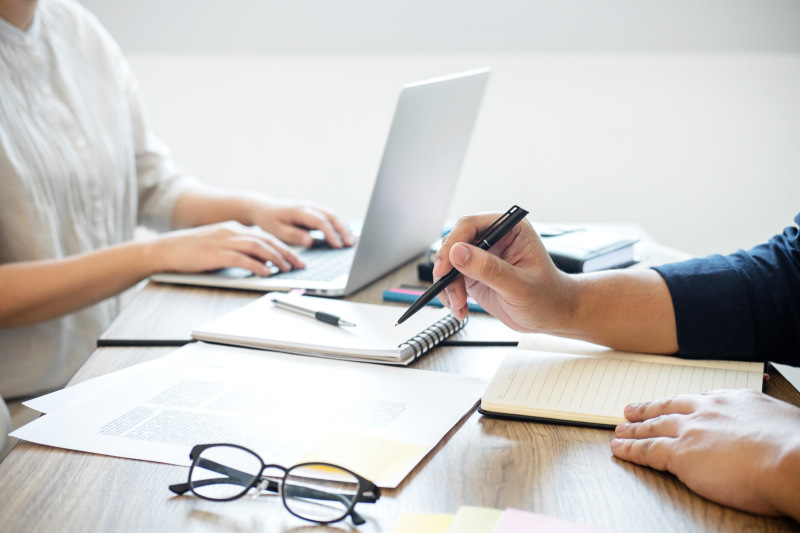 Students working together at a desk