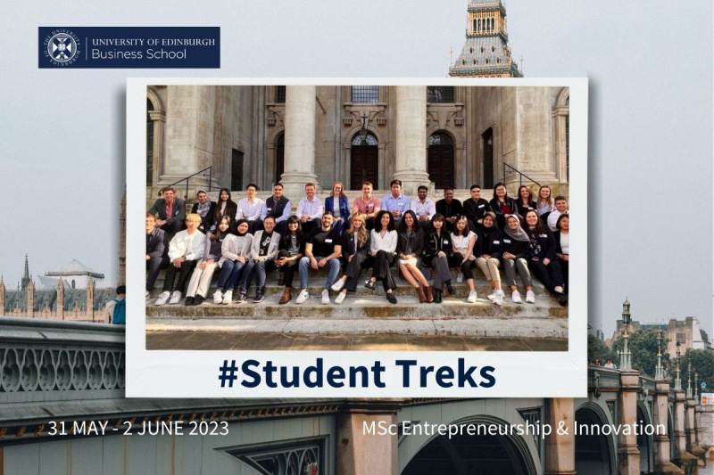 MSc Entrepreneurship & Innovation Students pictured in London on their Student Trek