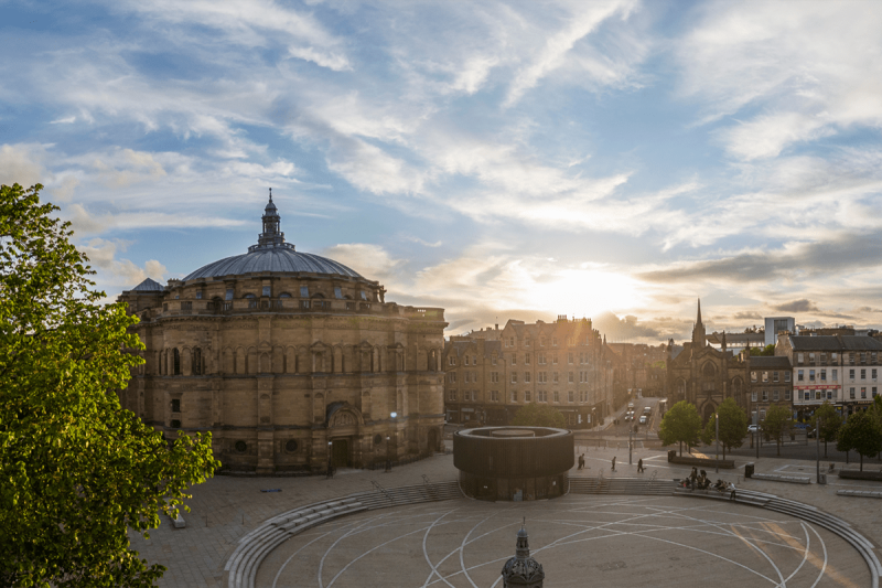 McEwans Hall as sun setting