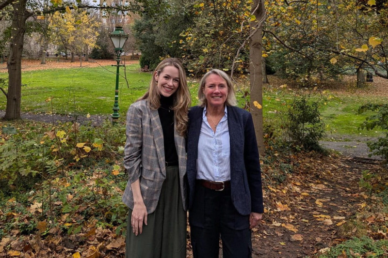 Giselle Gonzales standing outside with Tara Morrison, Senior Teaching Fellow in Business Education
