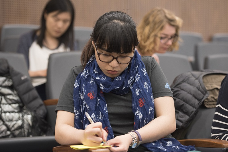 Student in a lecture theatre