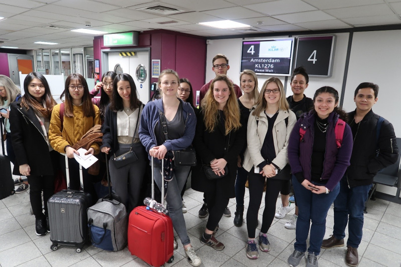 Master's in International Business students at Edinburgh airport