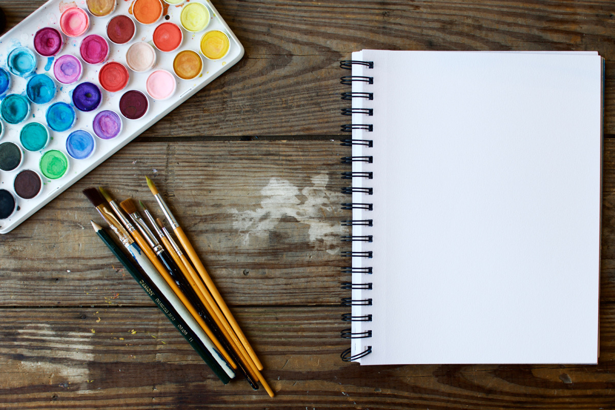 Paints and sketchbook