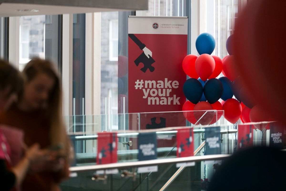 #MakeYourMark 2023 event signage at the University of Edinburgh Business School