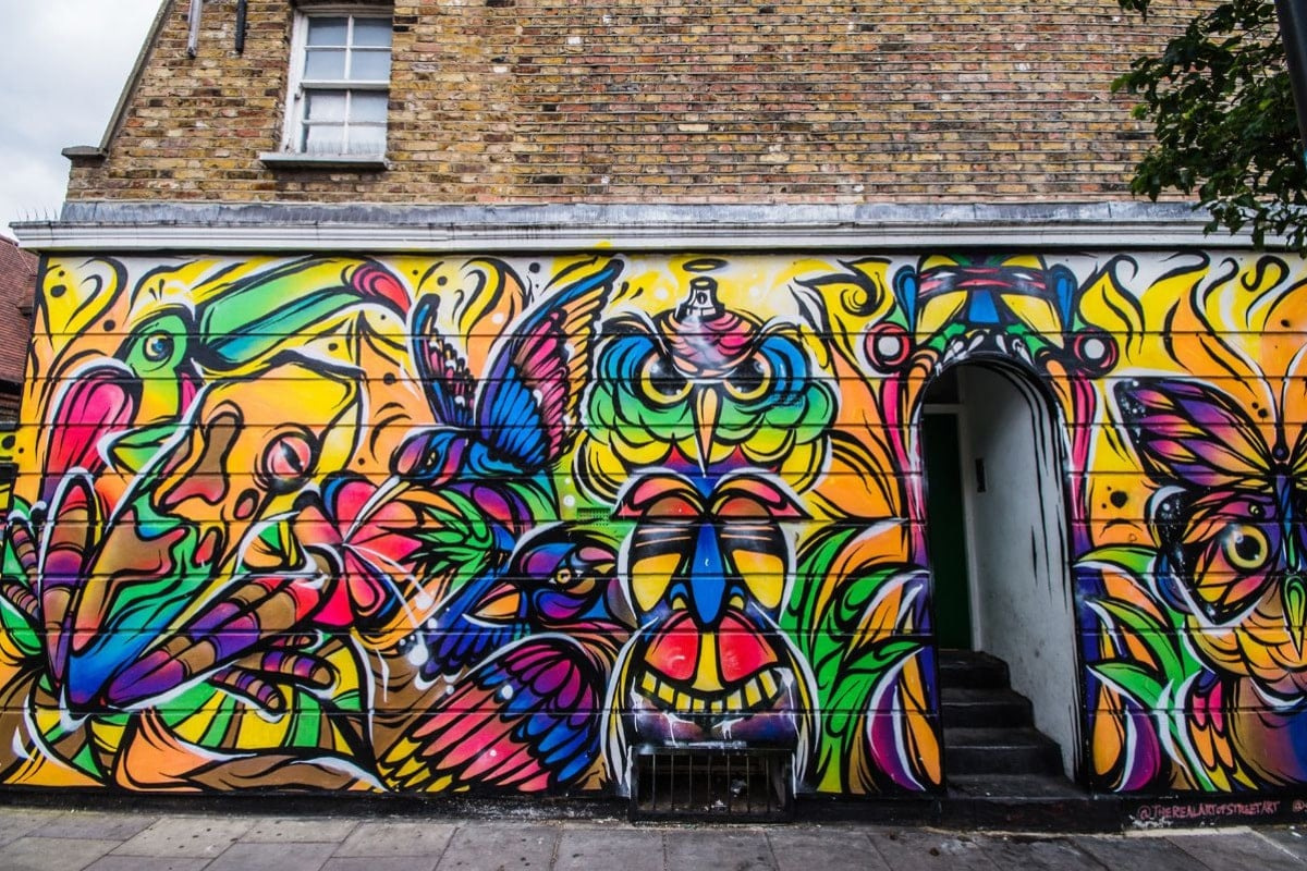 Wall with graffiti on it