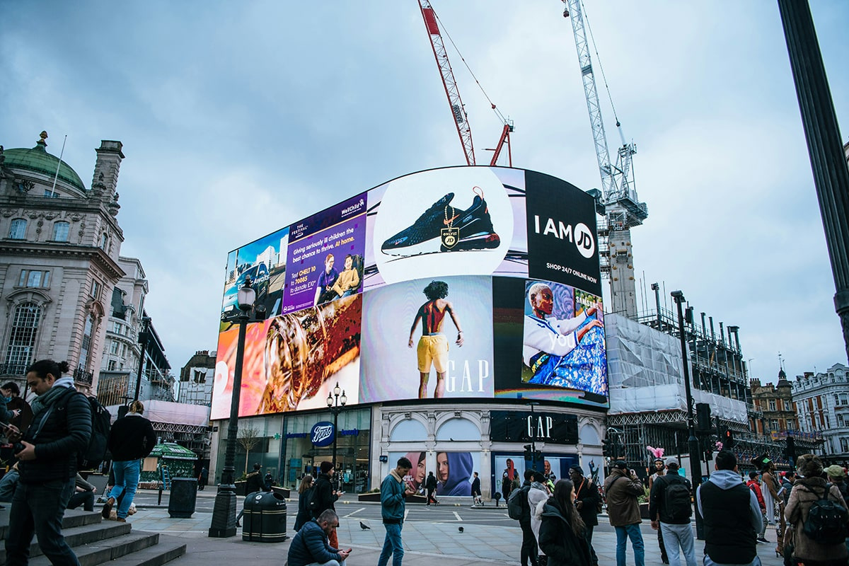 Digital advertising at Piccadilly Circus, London, UK