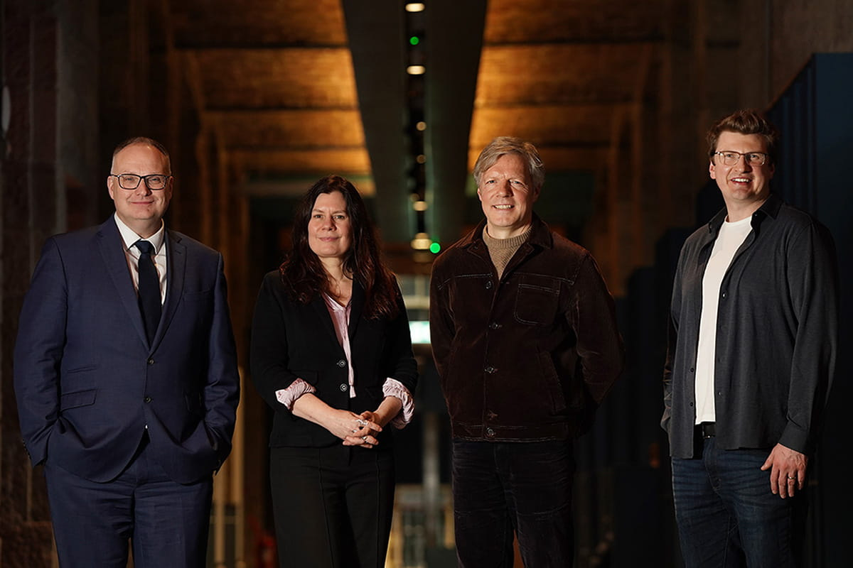 Left to right are Gavin Jack (University of Edinburgh Business School), Marion Thain (Edinburgh Futures Institute), Martin Boyle (CodeBase) and Iain Mackie (Malted AI) Photo credit - Stewart Attwood
